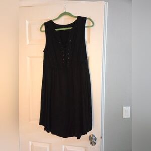 Mini Challis Lace-Up Shirt Dress